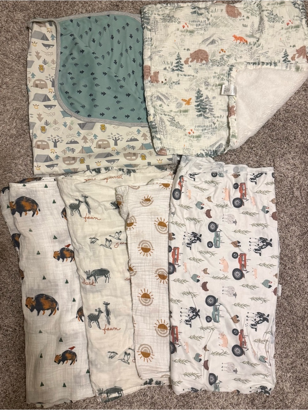 Bundle of baby blankets/swaddles